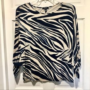 Chaps Animal Print Tie Sleeve Top